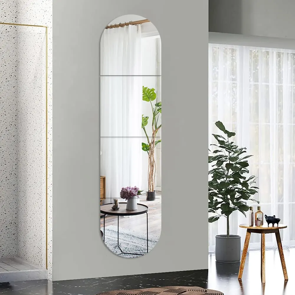 Acrylic Plexiglass Mirrors Wall Mounted Frameless Square Makeup Large Long Mirror for Home Workout Hallway Mirror