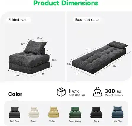 Convertible Foldable Floor Sofa Bed