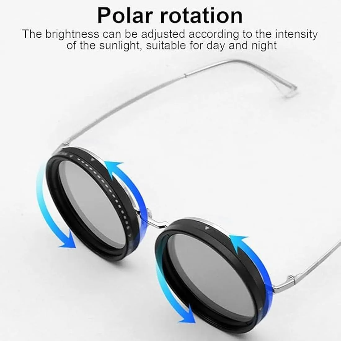 Photochromic Polarized Round Sunglasses