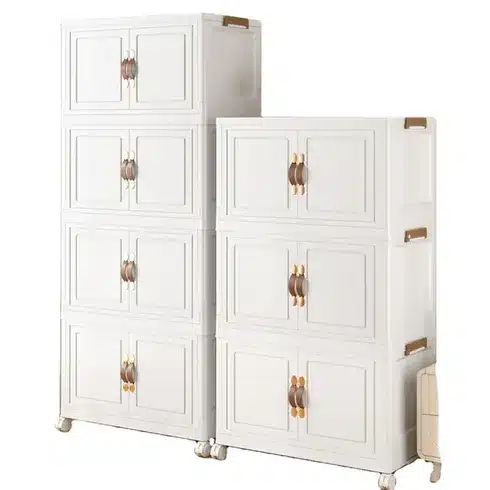 Foldable Multi-Layer Storage Cabinet Organizer with Wheels