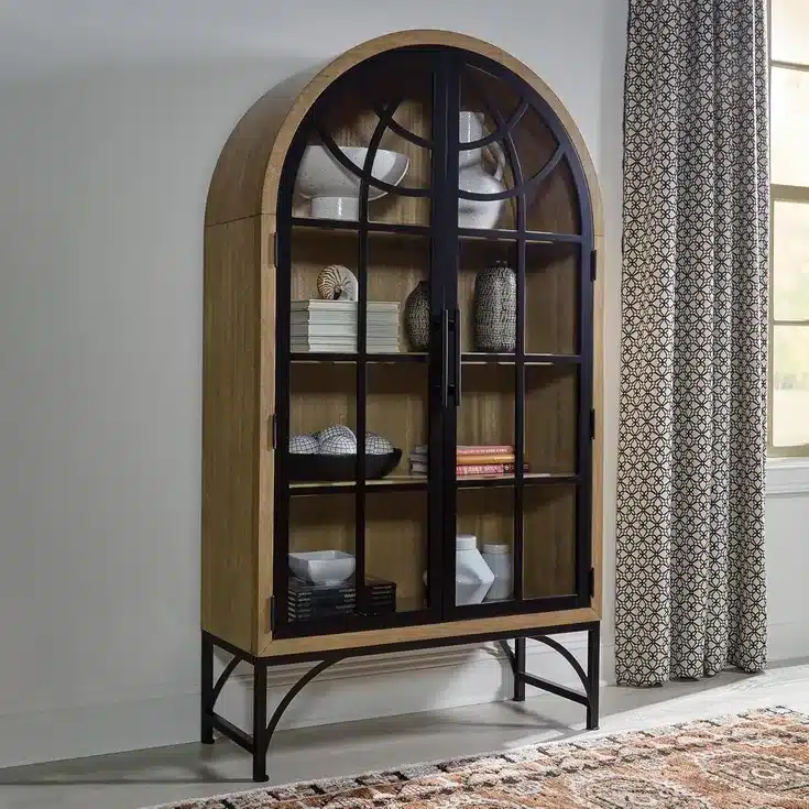 Elegant Arch Glass Door Display Storage Cabinet