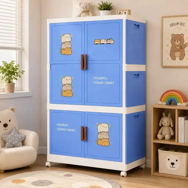 Cute Cartoon Multi-Layer Kids Storage Cabinet with Wheels