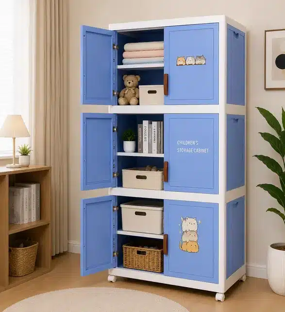 Cute Cartoon Multi-Layer Kids Storage Cabinet with Wheels